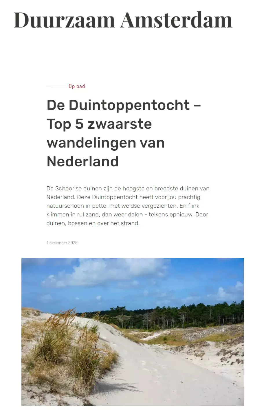 De Duintoppentocht - top 5 zwaarste wandelingen van Nederland